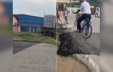 Linha de trem em cidade do RJ é asfaltada por engano e vídeo viraliza