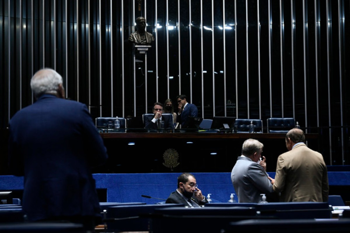 Plenário do Senado Federal durante sessão deliberativa extraordinária semipresencial nesta terça-feira (Foto: Edilson Rodrigues/Agência Senado)